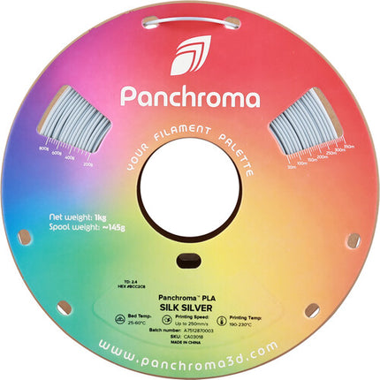 Polymaker Panchroma Silk PLA Filamento para impresión 1kg 1.75mm 250mm/s Plata Seda