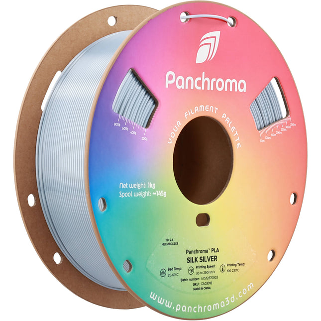 Polymaker Panchroma Silk PLA Filamento para impresión 1kg 1.75mm 250mm/s Plata Seda