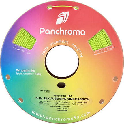 Polymaker Panchroma Filamento PLA Dual Silk 1kg 1.75mm Lime y Magenta Aubergine