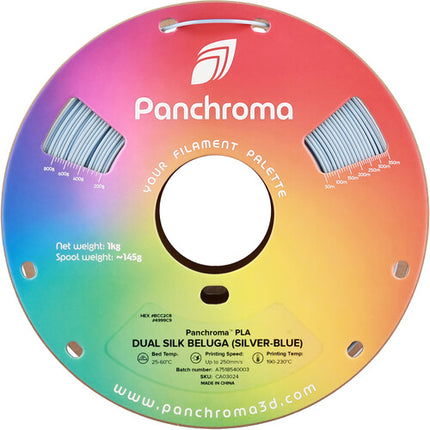 Polymaker Panchroma Filamento PLA Doble Seda 1kg Plata Azul 1.75mm