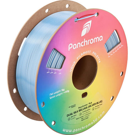 Polymaker Panchroma Filamento PLA Doble Seda 1kg Plata Azul 1.75mm