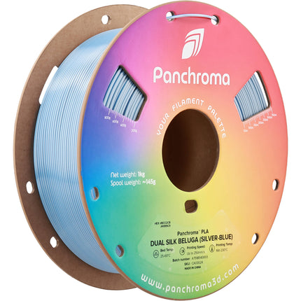Polymaker Panchroma Filamento PLA Doble Seda 1kg Plata Azul 1.75mm