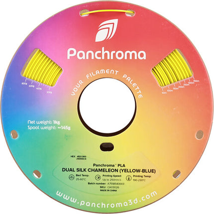 Polymaker Panchroma Filamento PLA Doble Seda 1kg Diámetro 1.75mm Amarillo Azul Cambiante