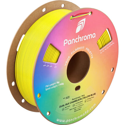 Polymaker Panchroma Filamento PLA Doble Seda 1kg Diámetro 1.75mm Amarillo Azul Cambiante