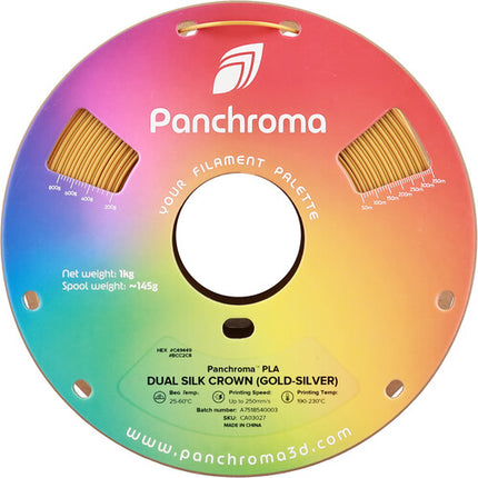 Polymaker Panchroma Filamento PLA Doble Seda 1kg 1.75mm Dorado Plata