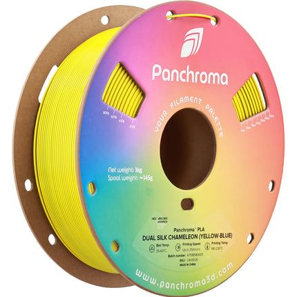 Polymaker Panchroma Filamento PLA Doble Seda 1kg Diámetro 1.75mm Amarillo Azul Cambiante