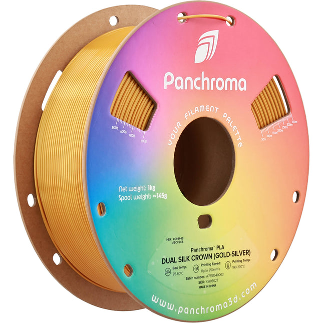 Polymaker Panchroma Filamento PLA Doble Seda 1kg 1.75mm Dorado Plata