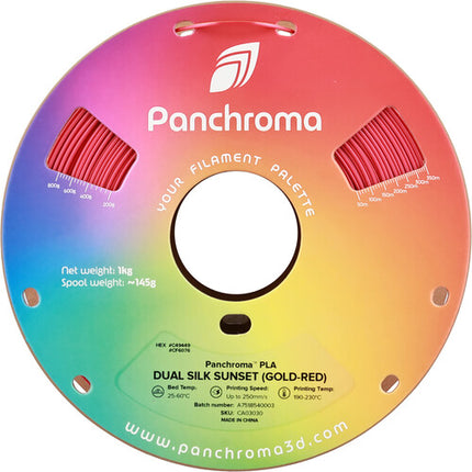 Polymaker Panchroma Dual Silk PLA Filamento 1kg Doble Color Oro y Rojo Brillante
