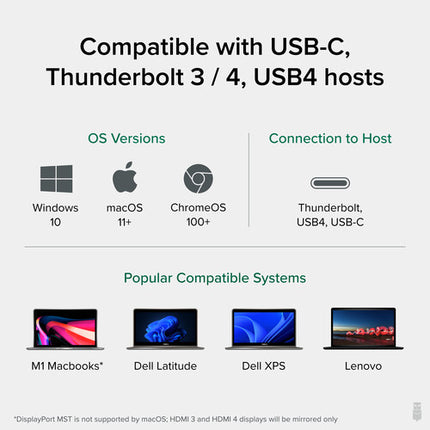 Plugable UD3900C4 Estación de Acoplamiento USB Tipo-C 4 HDMI 4 USB 3.1 1 Gb Ethernet
