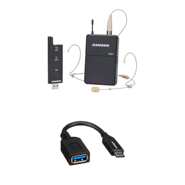Samson XPD2 Kit Micrófono Inalámbrico USB Digital Sistema 100ft Alcance USB Type-C