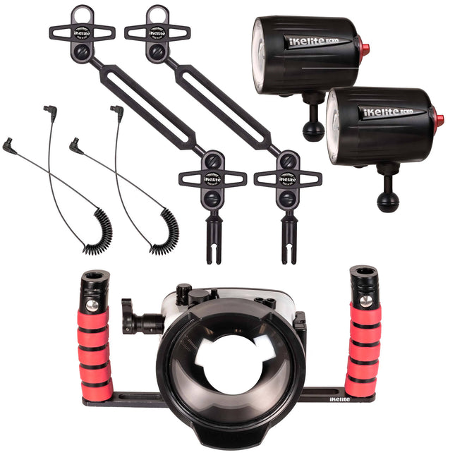 Ikelite Carcasa Submarina para OM System Tough TG-6 & TG-7 con Kit de Estrobos Ecko y Lente Acuática de 6 Pulgadas