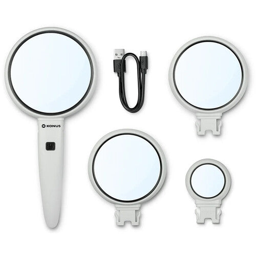 Konus TRIO lupa portátil con luz LED 3.5x 5x 11x y cable USB