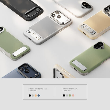 Funda Tilta Khronos Lite para iPhone 17 Gris Claro con Soporte y Protección Magnética