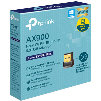TP-Link Archer TX10UB Nano Adaptador Wi-Fi 6 Bluetooth USB 887 Mb/s Dual Banda