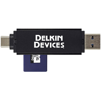 Delkin Devices Lector de Tarjetas SD microSD USB 3.2 Gen 1 con USB-C y USB-A