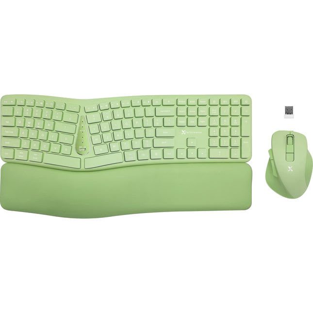 X9 Performance Teclado y Ratón Ergonómico Inalámbrico Verde 1600 dpi USB-C