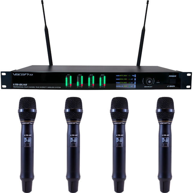 VocoPro UTD-QUAD-ACAPELLA Sistema Inalámbrico 4 Canales 4 Micrófonos Negro 500 MHz