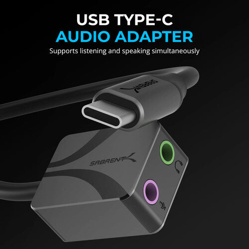 Sabrent Adaptador USB-C a Doble Audio 3.5mm con Chasis de Aleación de Aluminio