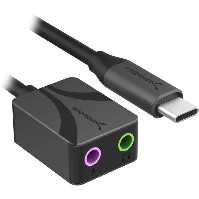 Sabrent Adaptador USB-C a Doble Audio 3.5mm con Chasis de Aleación de Aluminio