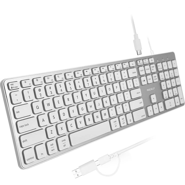 Macally Teclado Retroiluminado USB con Hub 3 Niveles 16 Teclas Acceso