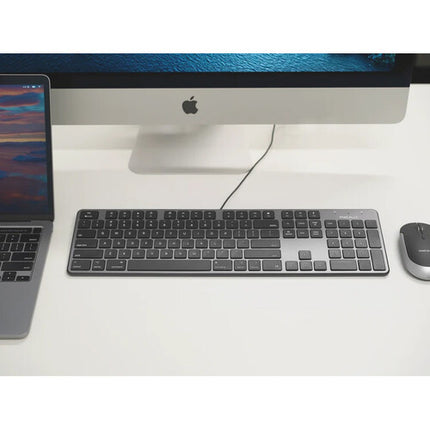Macally 104-Key Slim Teclado USB-A Gris Espacial con 16 Teclas Mac