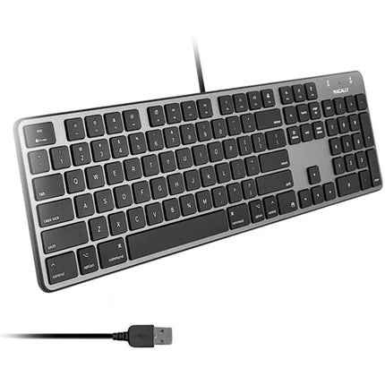 Macally 104-Key Slim Teclado USB-A Gris Espacial con 16 Teclas Mac