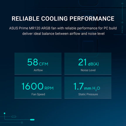 ASUS Prime MR120 Ventilador ARGB PWM 120mm 1600rpm Negro