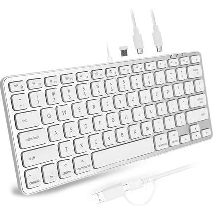 Macally Teclado Compacto Alámbrico con Hub USB-C y USB-A Aluminio