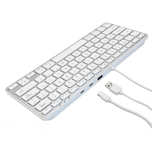 Macally Teclado Compacto Alámbrico con Hub USB-C y USB-A Aluminio