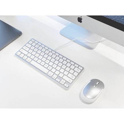 Macally Teclado Compacto Alámbrico con Hub USB-C y USB-A Aluminio