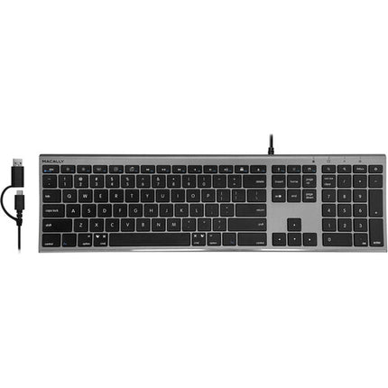 Macally Everyday Premium Teclado para Mac con 110 Teclas y USB-A Adaptador Integrado