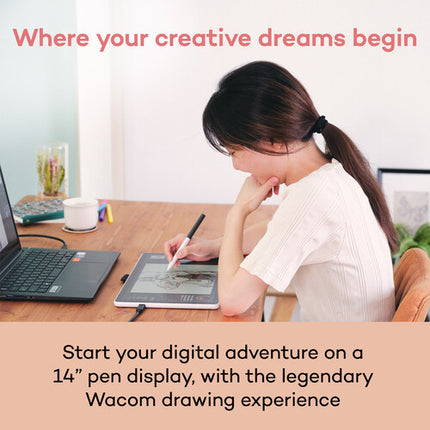 Wacom One 14" Creative Pen Display Pantalla Full HD 1920x1080 4096 Niveles de Presión