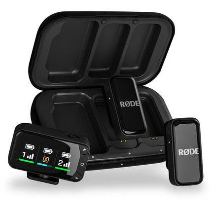 RODE Wireless Micro Sistema de Micrófonos Inalámbricos Ultracompactos para 2 Personas con Alcance de 100 m y Baterías Recargables de 7 Horas