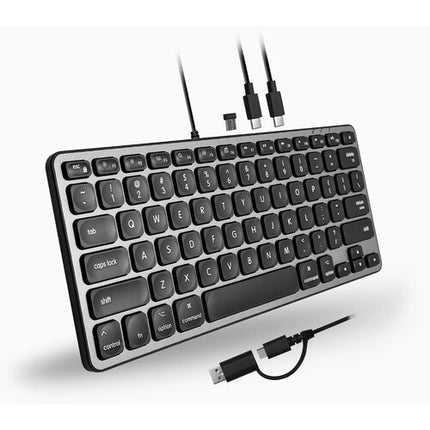 Macally Compact Teclado con Cable y Hub USB-C y USB-A 3 Puertos