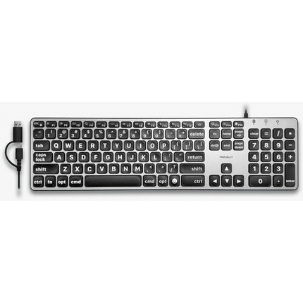 Macally Teclado Retroiluminado con Teclas Grandes USB-C a USB-A Space Gray