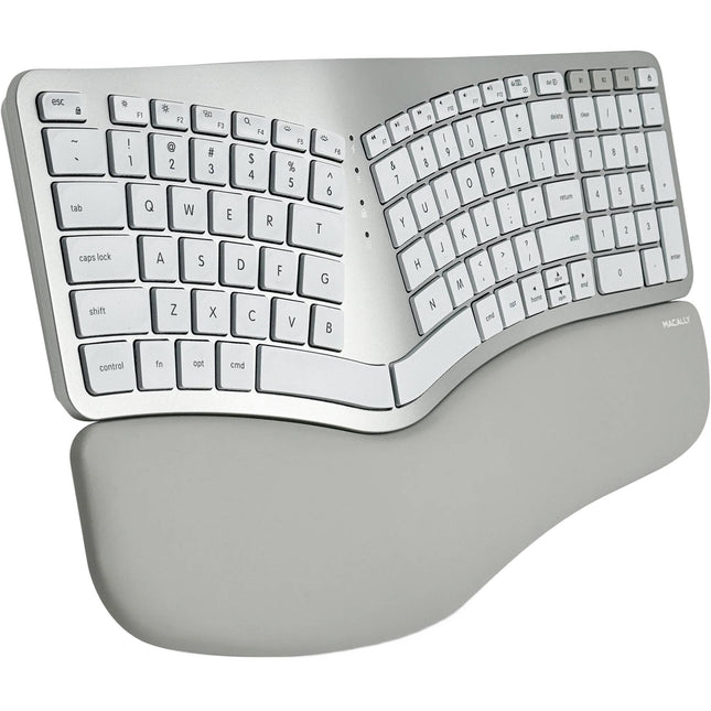 Macally Teclado Ergonómico Inalámbrico con Reposamuñecas y Batería 2000 mAh