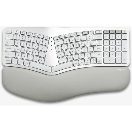 Macally Teclado Ergonómico Inalámbrico con Reposamuñecas y Batería 2000 mAh