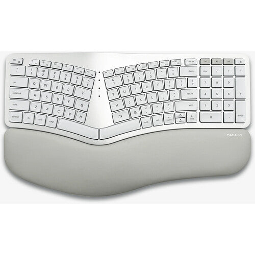 Macally Teclado Ergonómico Inalámbrico con Reposamuñecas y Batería 2000 mAh