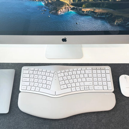 Macally Teclado Ergonómico Inalámbrico con Reposamuñecas y Batería 2000 mAh