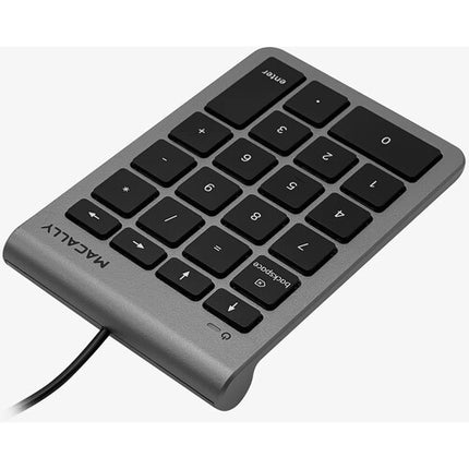 Macally 22 Teclas Teclado Numérico USB-C Gris Espacio Compacto Delgado