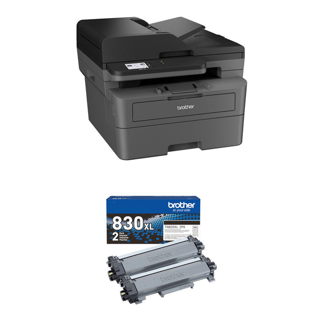 Brother MFC-L2820DW Impresora Láser Monocromo Multifunción 34 ppm y 1200 dpi con Toner de Alto Rendimiento 2 Pack