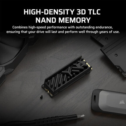 CORSAIR MP700 ELITE 2TB SSD Interno NVMe PCIe 5.0 M.2 2280 con Disipador 10000 MB/s Lectura 8500 MB/s Escritura