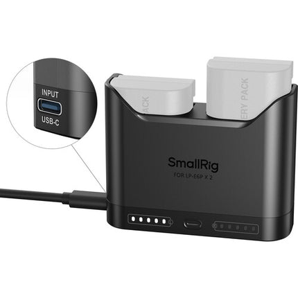 SmallRig Cargador de Baterías para Cámara LP-E6P Doble Bahía USB-C