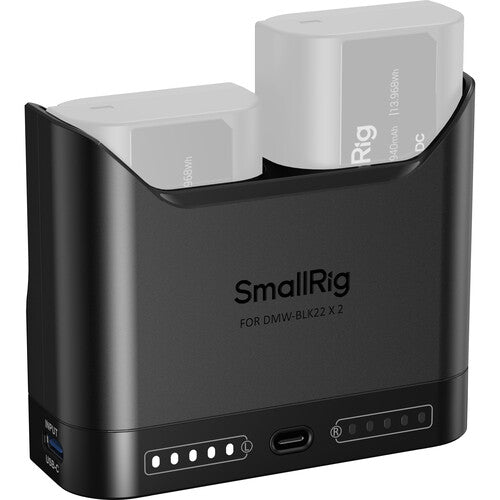 SmallRig DMW-BLK22 Cargador Doble para Baterías con Entrada USB-C y Protección Inteligente