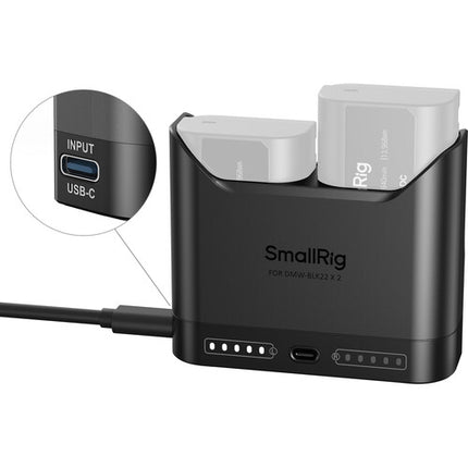 SmallRig DMW-BLK22 Cargador Doble para Baterías con Entrada USB-C y Protección Inteligente