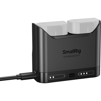 SmallRig DMW-BLK22 Cargador Doble para Baterías con Entrada USB-C y Protección Inteligente