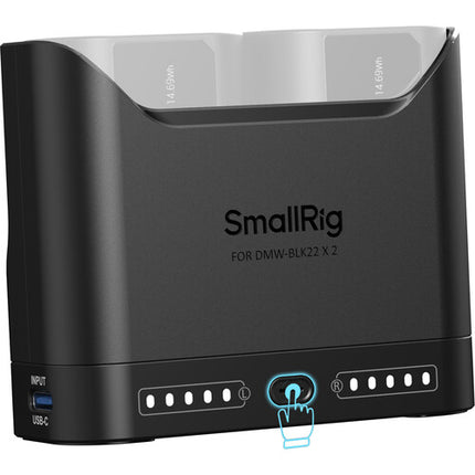 SmallRig DMW-BLK22 Cargador Doble para Baterías con Entrada USB-C y Protección Inteligente