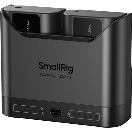 SmallRig DMW-BLK22 Cargador Doble para Baterías con Entrada USB-C y Protección Inteligente