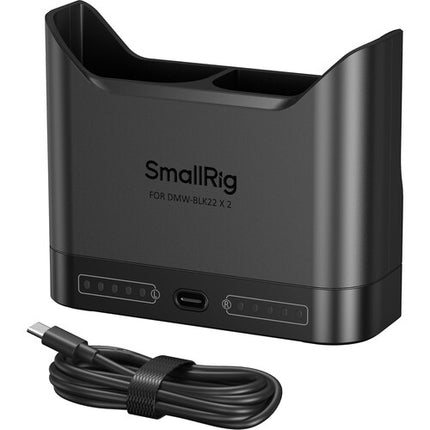 SmallRig DMW-BLK22 Cargador Doble para Baterías con Entrada USB-C y Protección Inteligente
