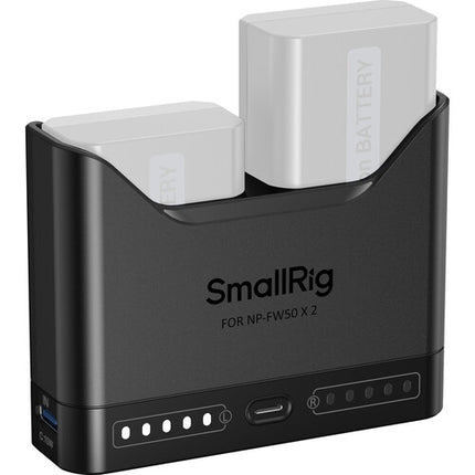 SmallRig NP-FW50 Cargador Doble Batería Cámara con Entrada USB-C y Cable